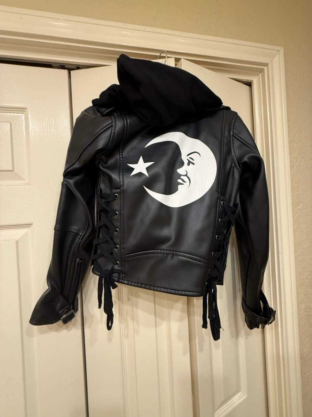 Killstar Vegan leather cropped hooded jacket